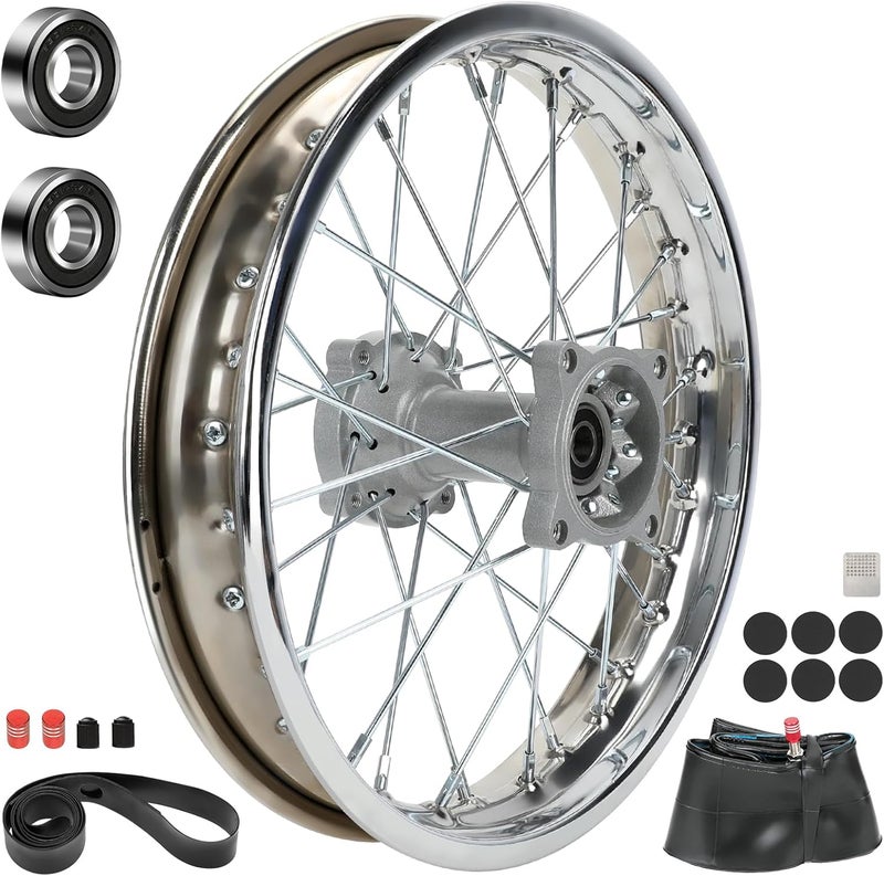 XIKOBY 1.85x14 Rear Rim Compatible with 90/100-14 3.00-14 Dirt Pit Bike Tire, 14 Inch Rim Fit for KLX125 KX85 TTR125 YZ80 RM80 Apollo 125 Taotao DB17 SR150 DR90 Motorcycle Parts (15mm Axle) - Image 1